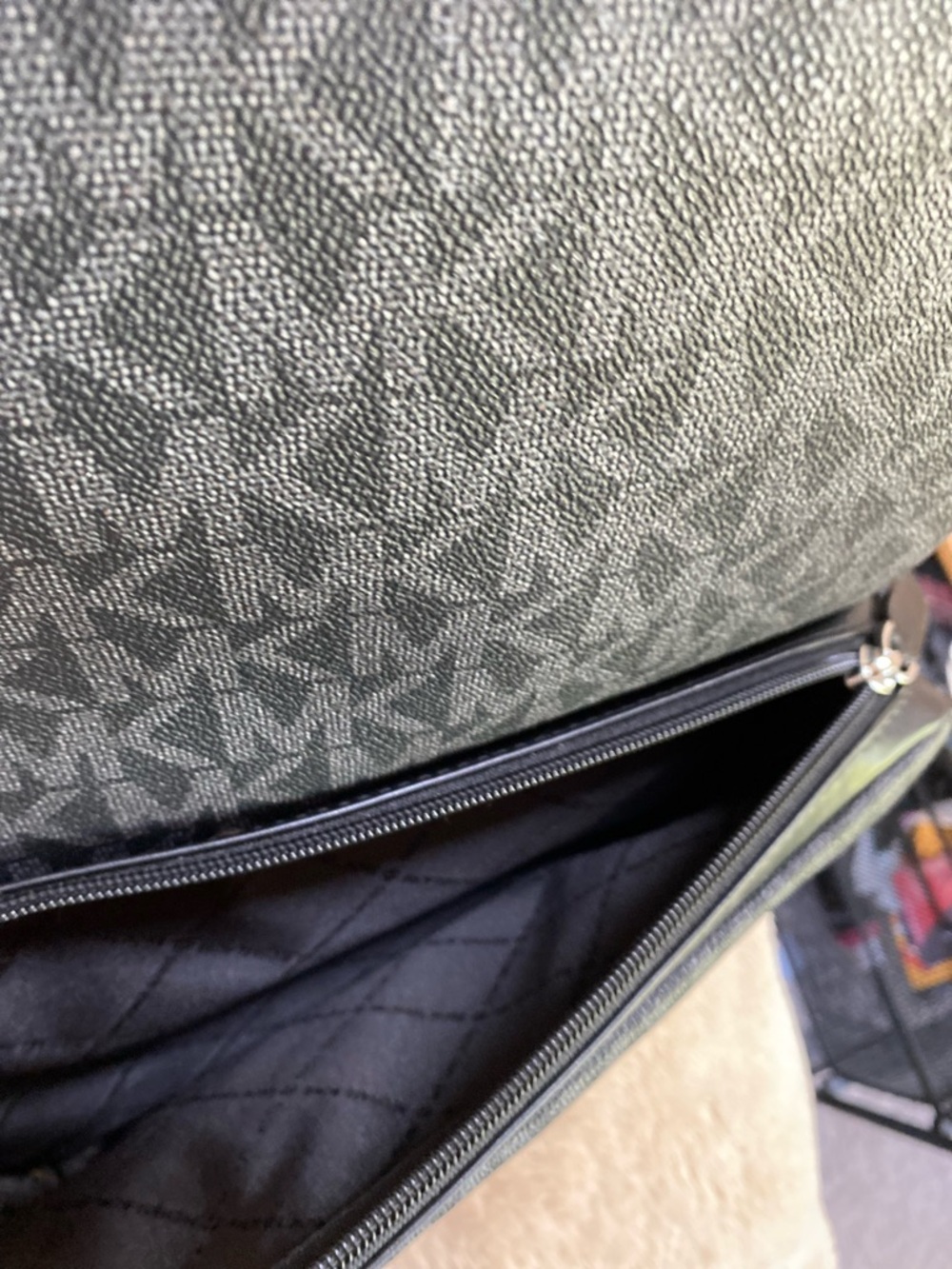 Michael Kors Everett Charcoal Monogram  Travel Backpack with MK Silver accentNWT - Picture 5 of 5